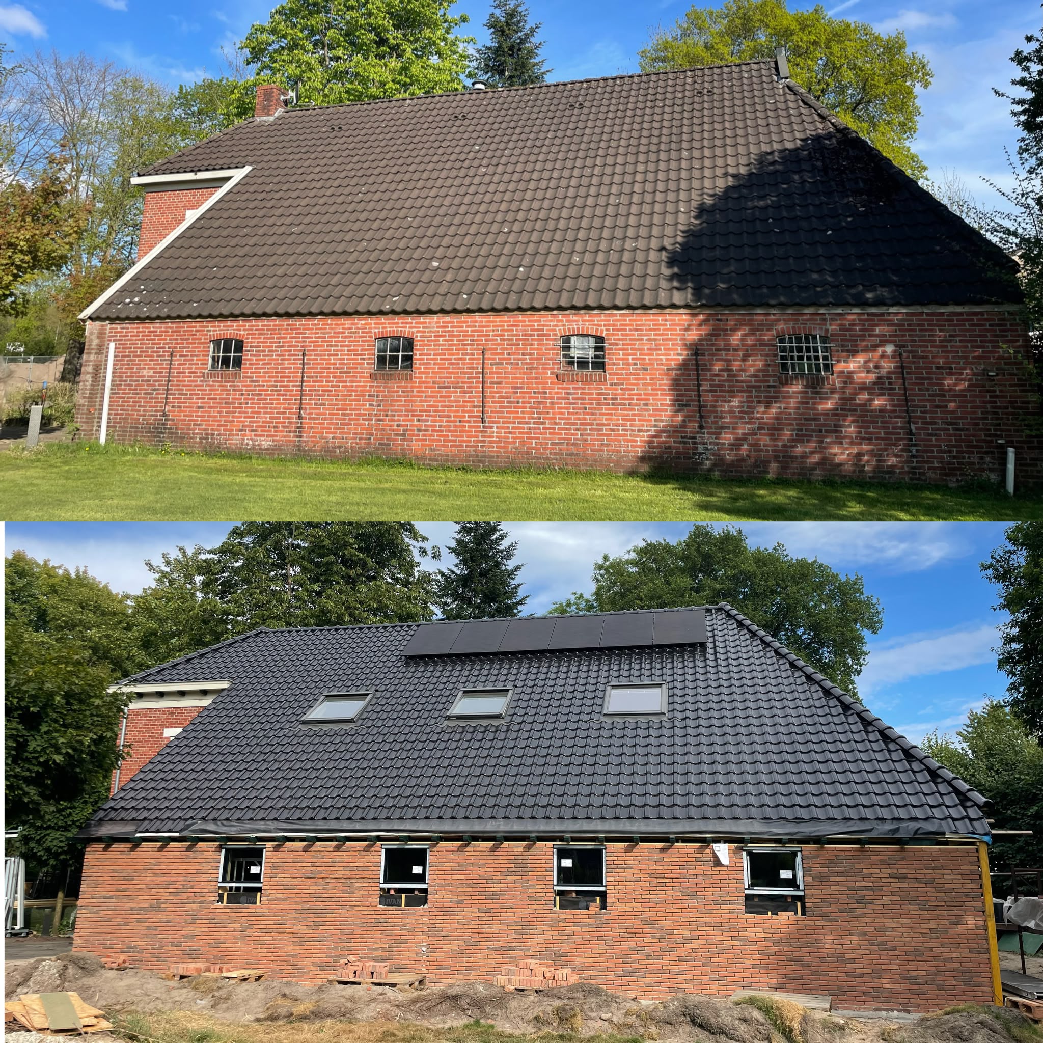 Boerderij dakrenovatie voor en na